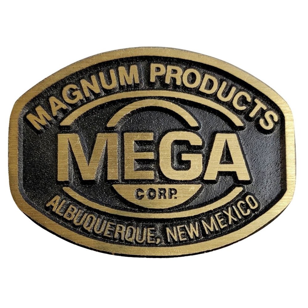 Magnum Products Mega Corp Albuquerque New Mexico Brass Belt Buckle